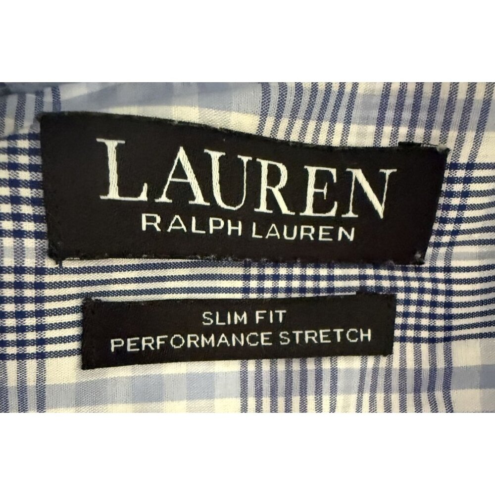 Lauren Ralph Lauren Slim Fit Performance Dress Shirt Size XL  17 36/37 Plaid - Picture 5 of 6